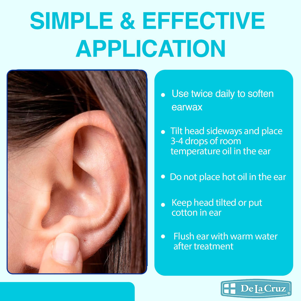 De La Cruz ear care drops pack for convenient multi-use care.