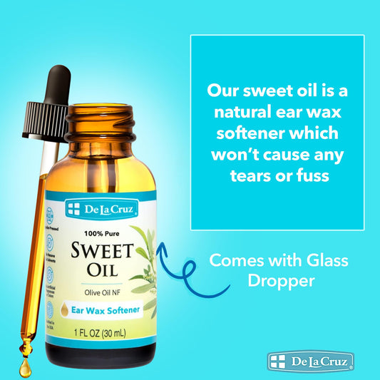 De La Cruz ear wax remover drops being poured for easy application.