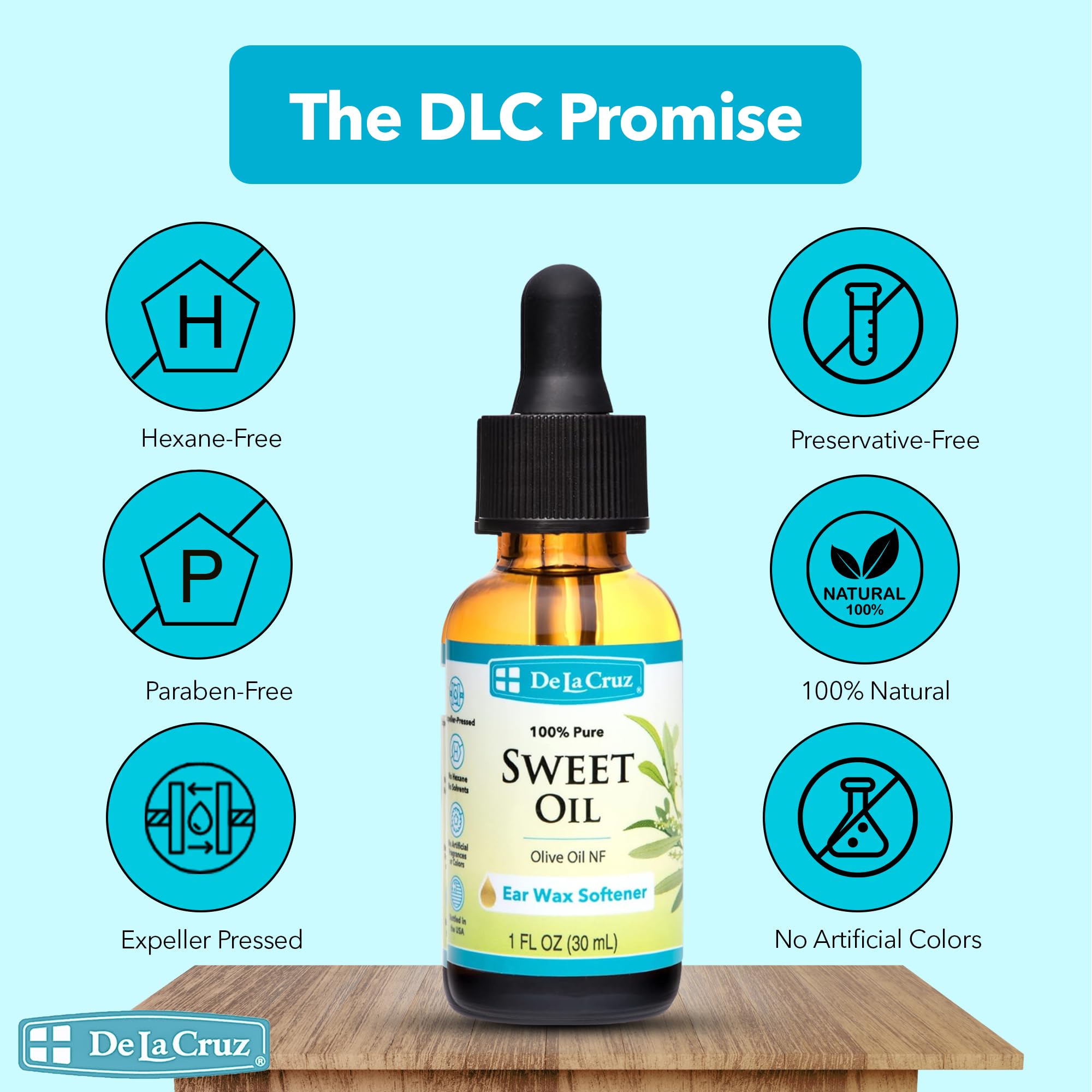 De La Cruz ear wax softener bottle ready to soften hardened wax.