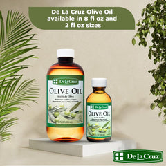 De La Cruz Pure Olive Oil close-up texture highlighting rich oleic content.
