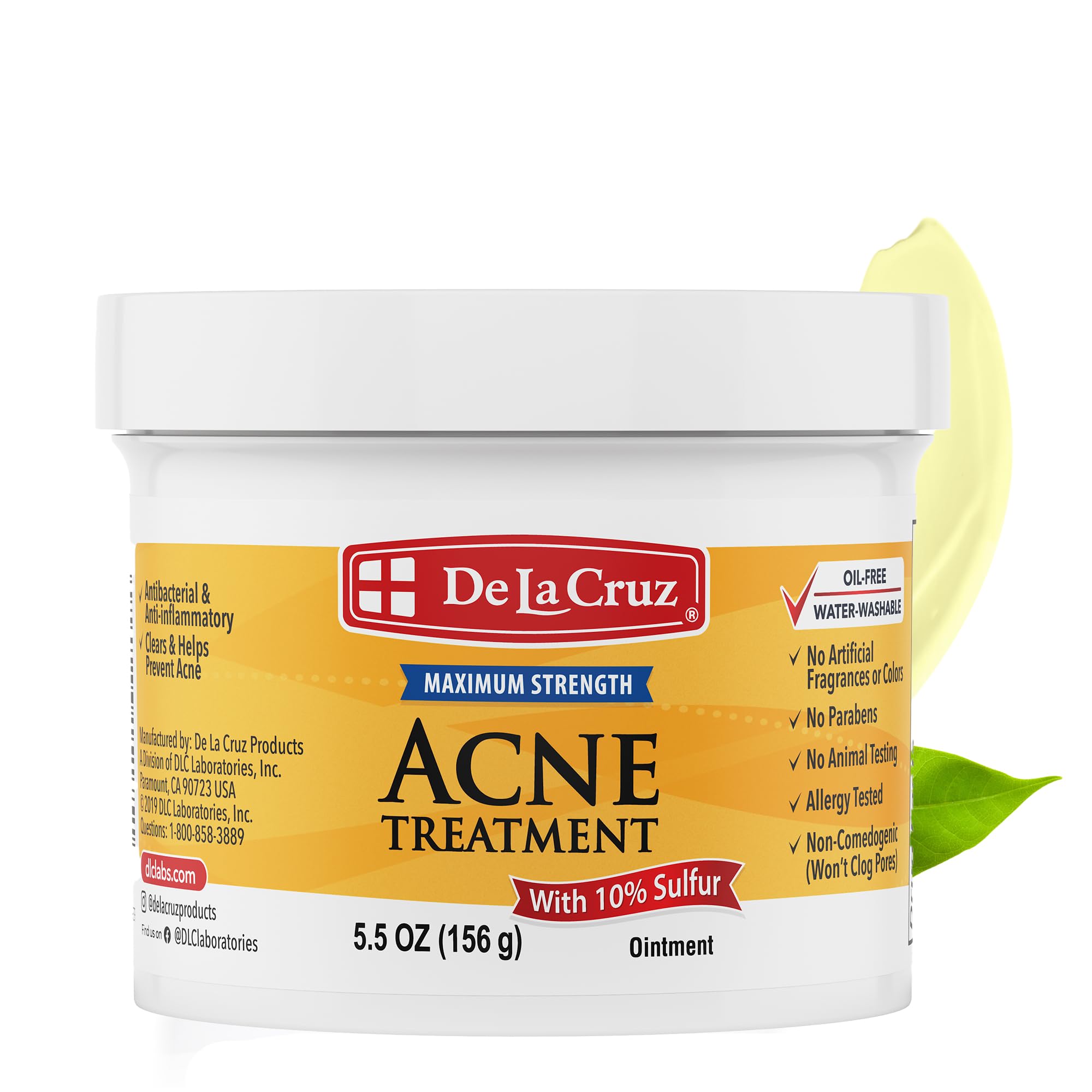 De La Cruz sulfur ointment on the face for targeted spot treatment and clearer skin