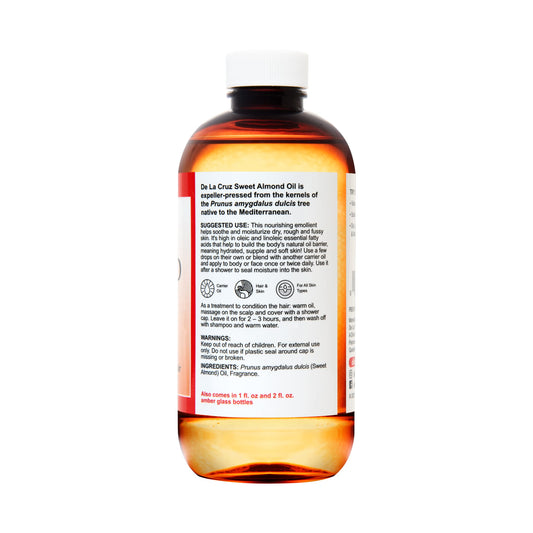 De La Cruz Sweet Almond Oil dropper enables easy, precise application.