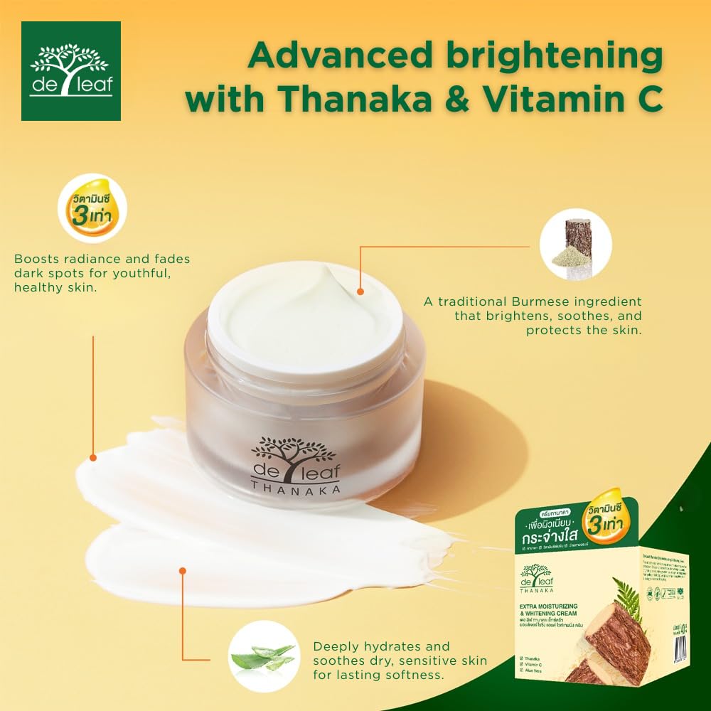 DE LEAF THANAKA routine with sun-safe pairing in a morning skincare setup