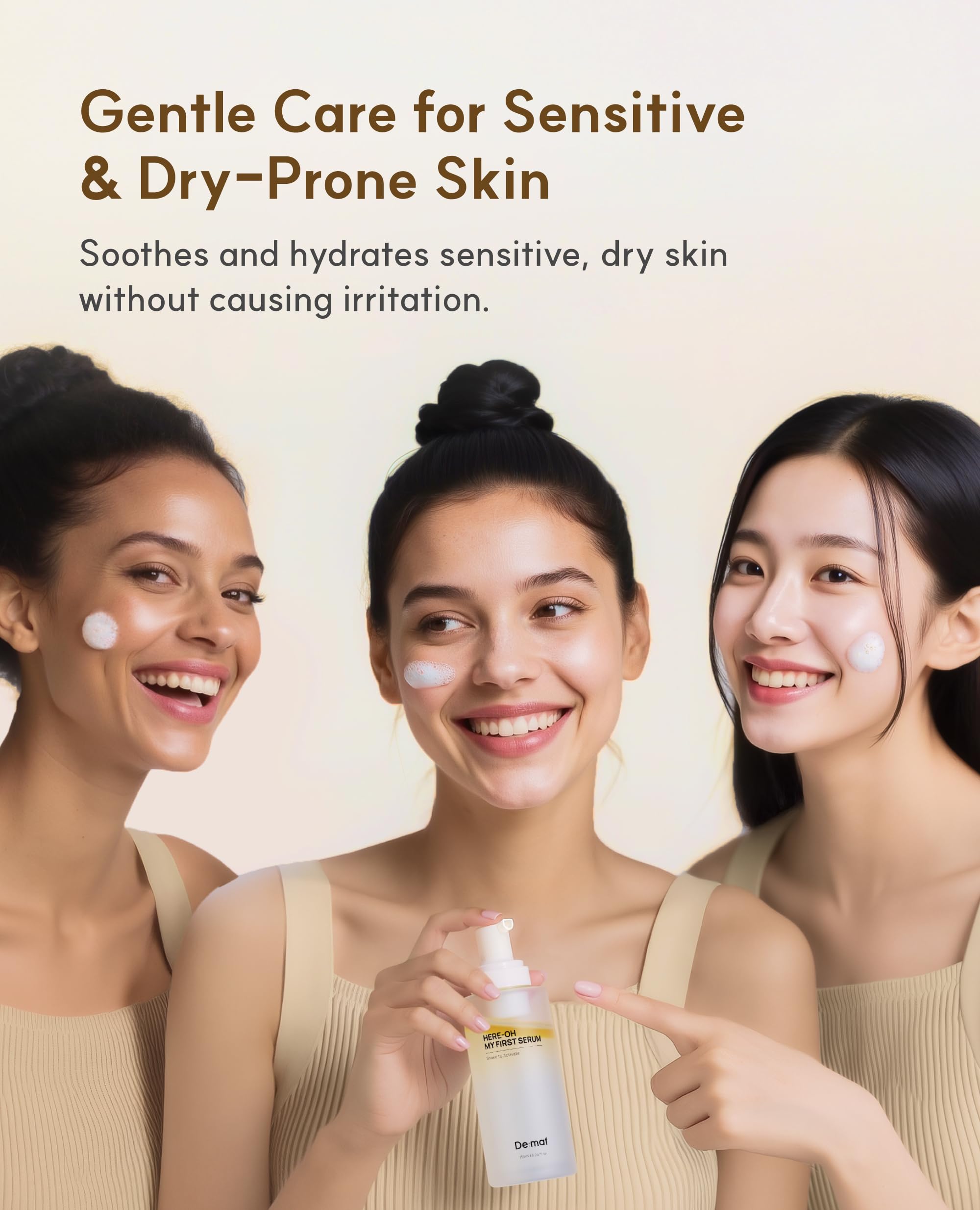 De:maf Here-Oh-My Serum is gentle for sensitive skin and acne-prone users.