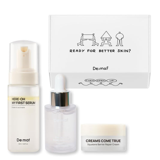 De:maf Welcome Kit unboxing shows compact travel-friendly packaging for on-the-go routines.