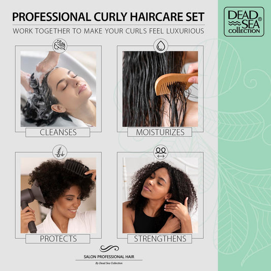 Dead Sea Collection conditioner bottle with pump eases detangling for curly hair.