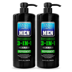 Dead Sea Collection Peppermint Men’s Body Wash bottle with pump for easy one-handed use.
