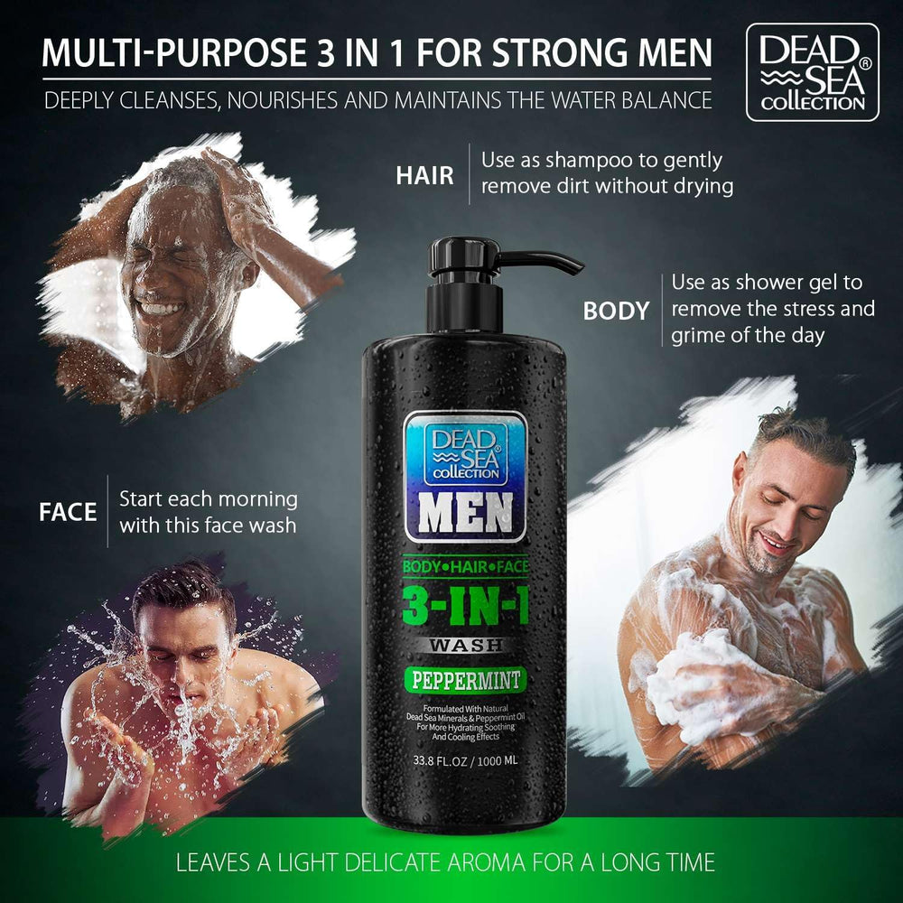 Rich peppermint lather from Dead Sea Collection body wash for a refreshing cleanse.