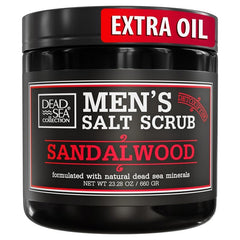 Dead Sea Collection Salt Body Scrub Sandalwood for Men 23oz jar with mineral-rich formula