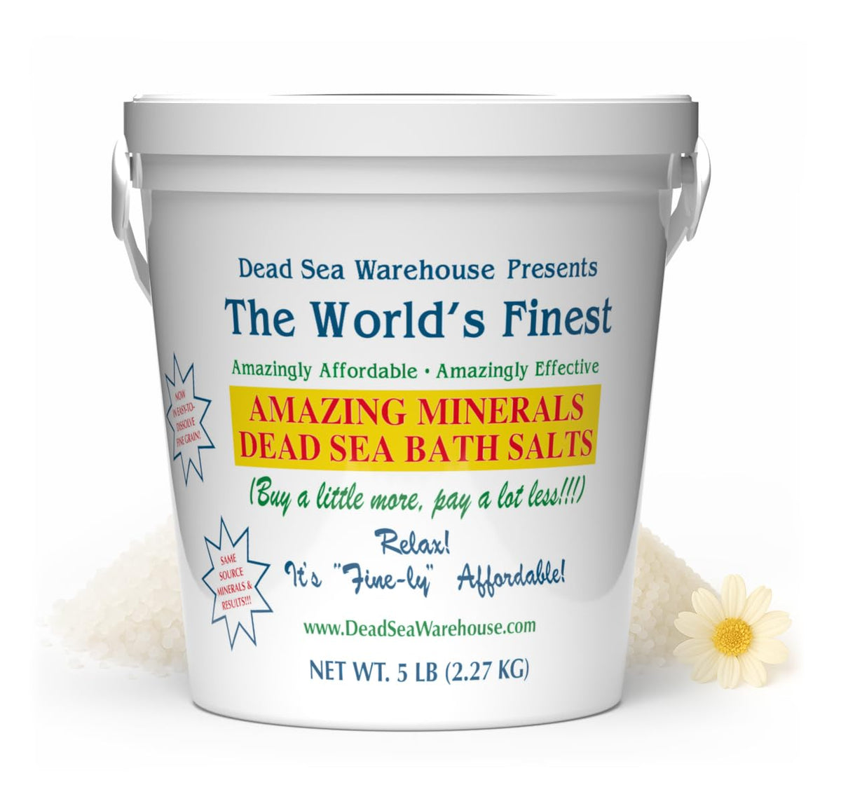Dead Sea Warehouse Amazing Minerals Bath Salts pour; rich minerals for a soothing soak