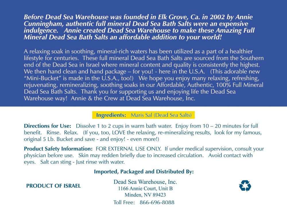 Dead Sea Warehouse soaking salts emphasize muscle relief after activity.