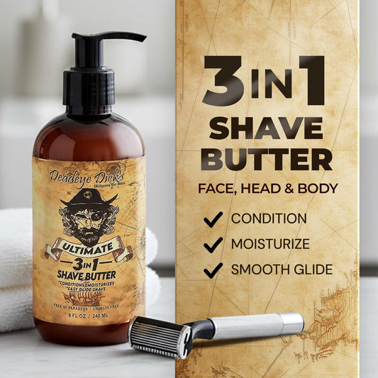 Deadeye Dick's 3-in-1 shave butter head-shaving delivers comfortable glide
