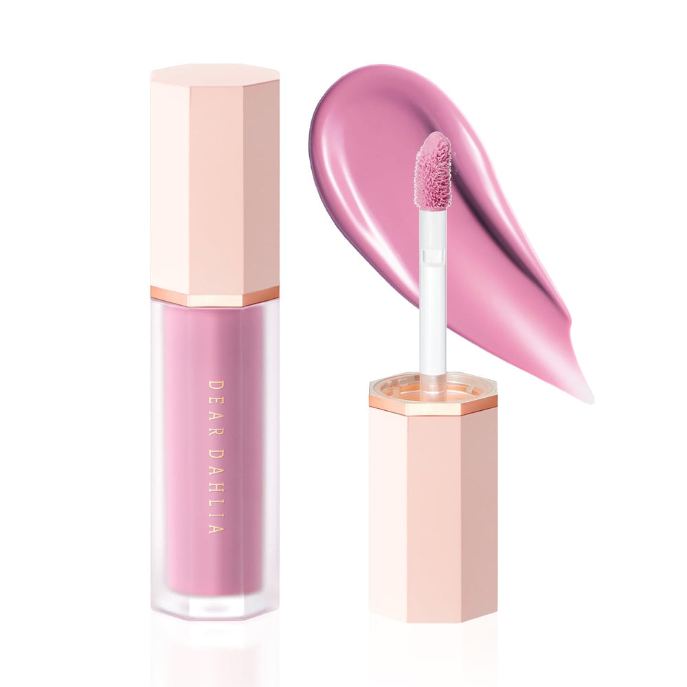 DEAR DAHLIA Petal Drop Blush Hazy bottle shows lightweight vegan formula for dewy glow