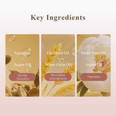 Dear Irean argan jojoba oils blend pour emphasizes nourishing care for hair.