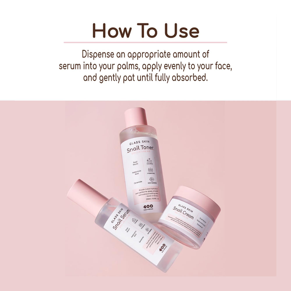 DEARBOO Glass Skin Snail Serum under makeup base demonstrates easy layering.