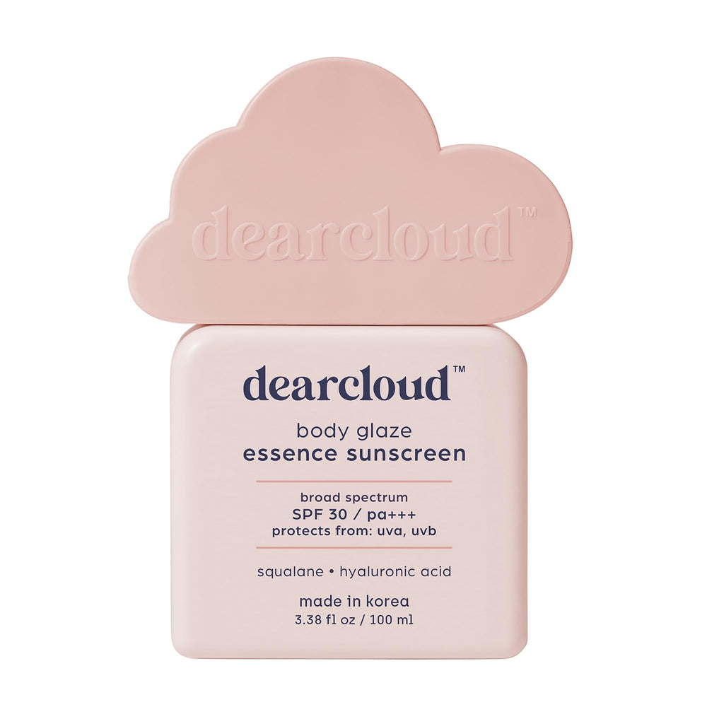 dearcloud Body Glaze Essence Sunscreen bottle, lightweight daily hydration and protection