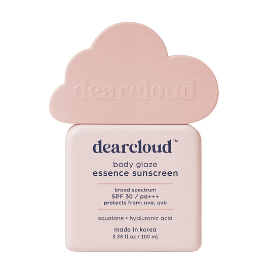 dearcloud Body Glaze Essence Sunscreen bottle, lightweight daily hydration and protection