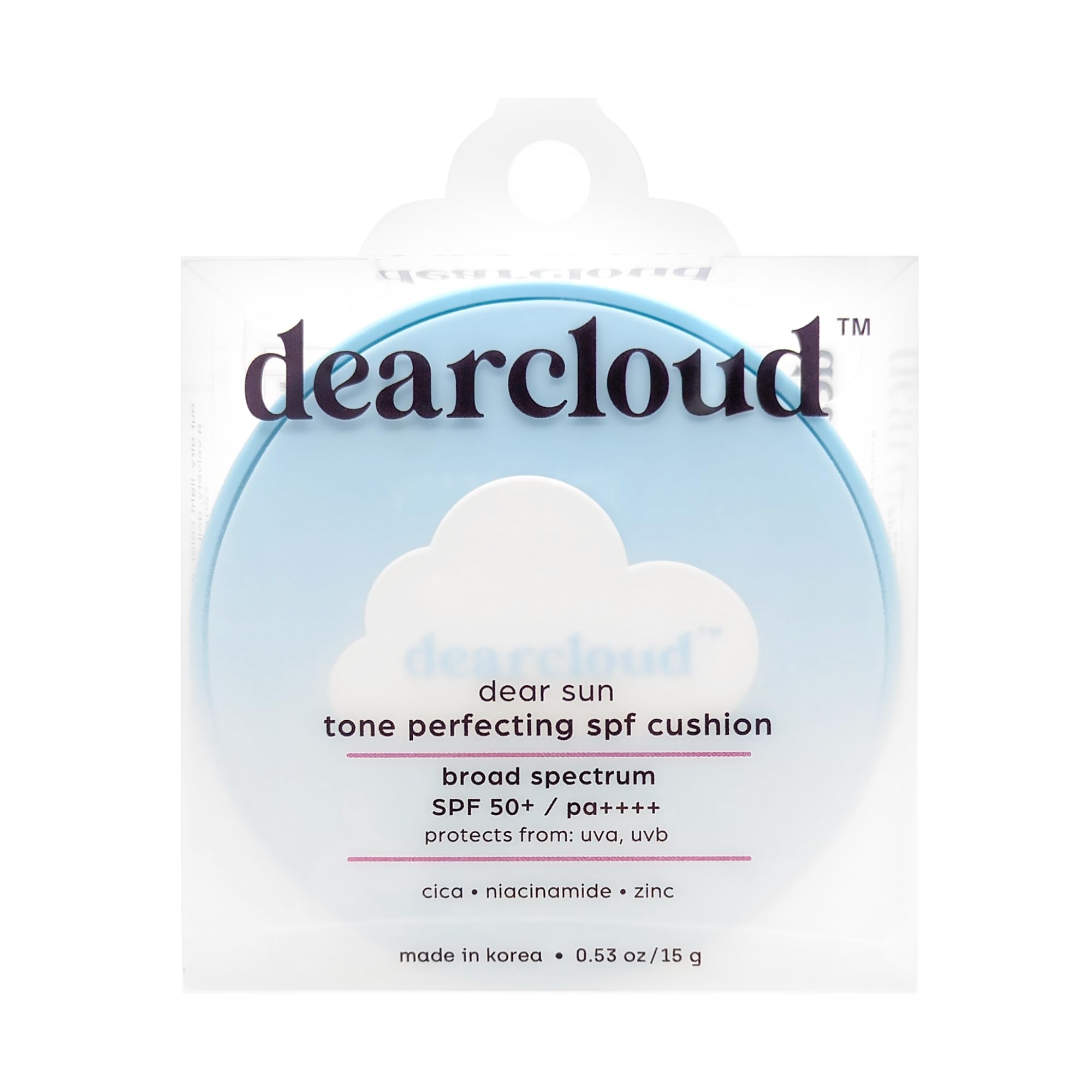 dearcloud Dear Sun Perfecting SPF Cushion compact color adapts for a natural, seamless finish