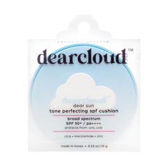 dearcloud Dear Sun Perfecting SPF Cushion compact color adapts for a natural, seamless finish