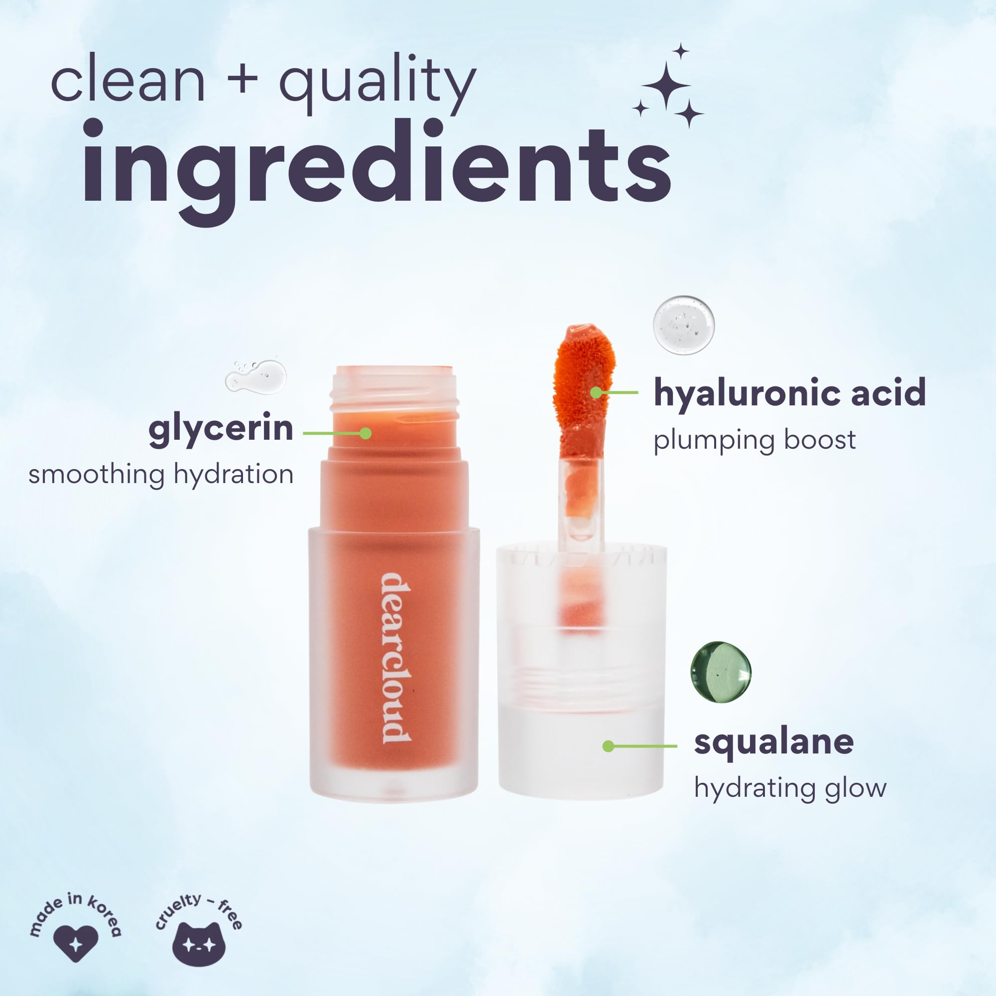 Dearcloud blush on cheek demonstrates natural peach flush and dewy glow.