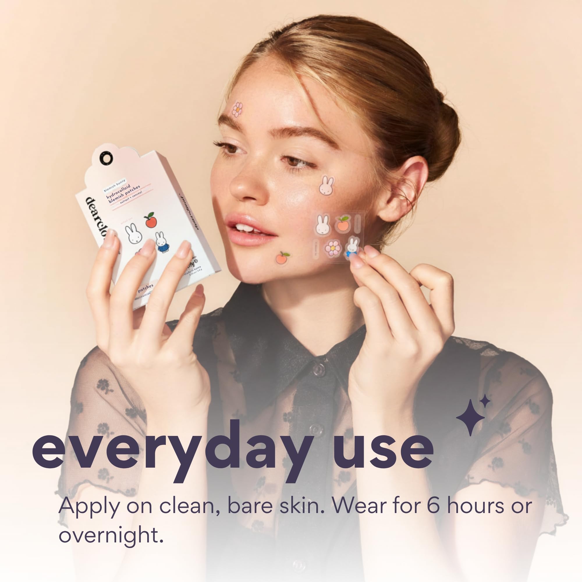 Dearcloud Miffy patches on skin close-up shows breathable coverage