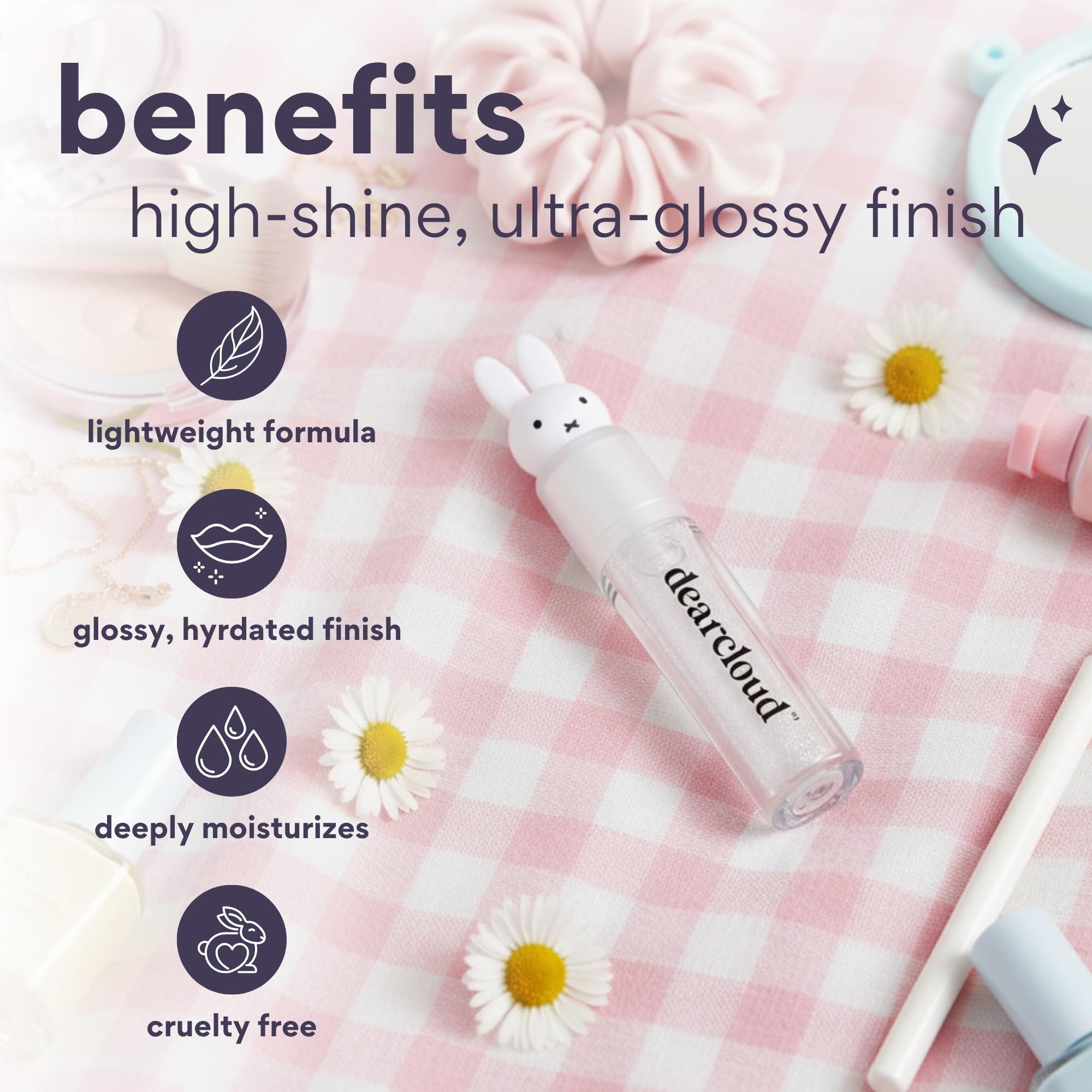 Dearcloud Miffy Lip Serum Jelly on lips with radiant shine and soft texture.