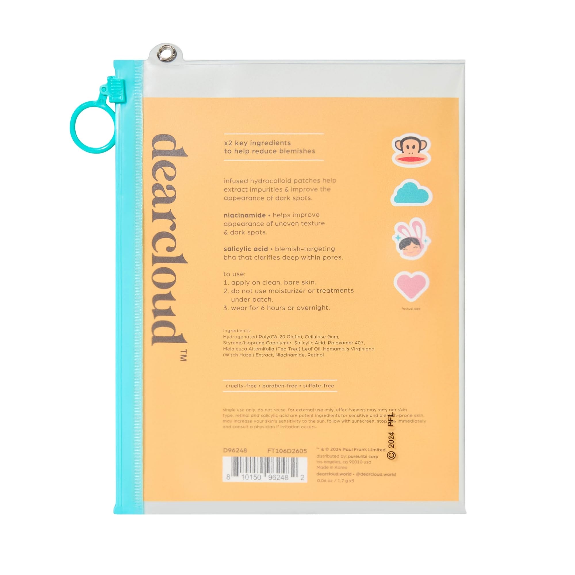 Dearcloud Paul Frank patches worn day or night for discreet coverage.