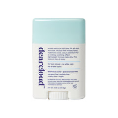 dearcloud Sunny Defense Sunscreen Stick applied to cheek for translucent primer-like finish.