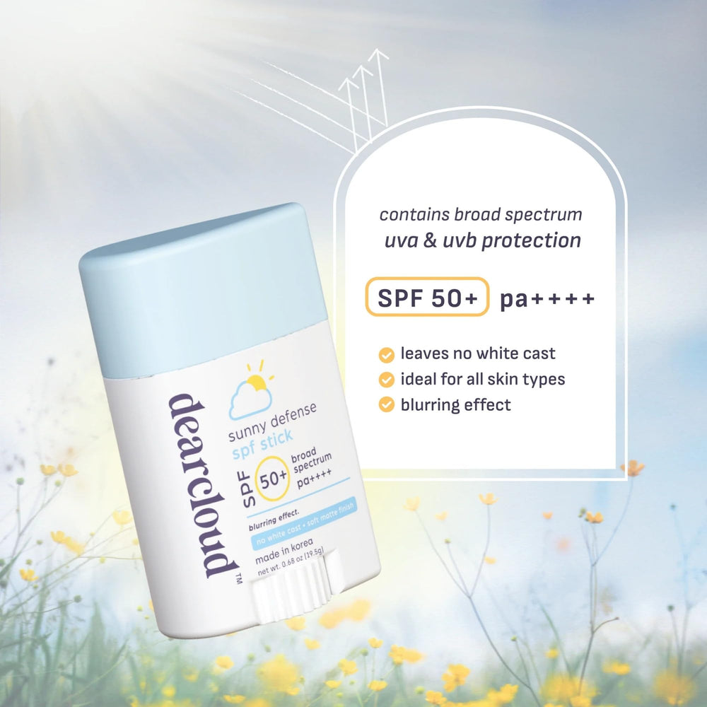 dearcloud Sunny Defense Sunscreen Stick travel-size for face, ears, and décolletage.