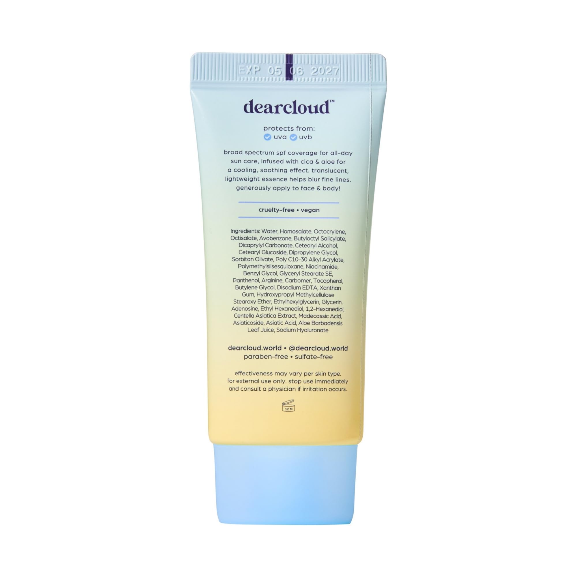 Swirl of Dearcloud sunscreen on skin highlighting blending and makeup-base benefits