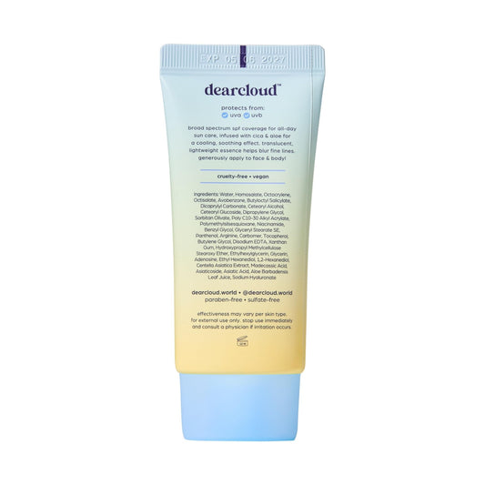 Swirl of Dearcloud sunscreen on skin highlighting blending and makeup-base benefits