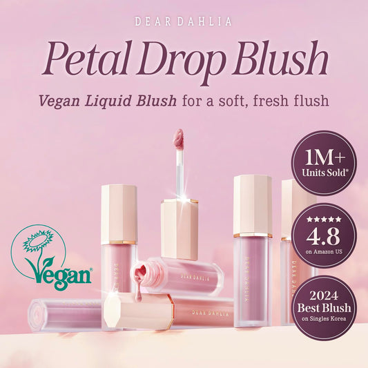 Dear Dahlia Petal Drop Blush Moody swirl on cheek shows seamless watercolor finish