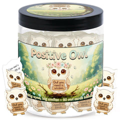 DEARMINE Positive Owl Jar cover featuring owl design for cozy desk decor.