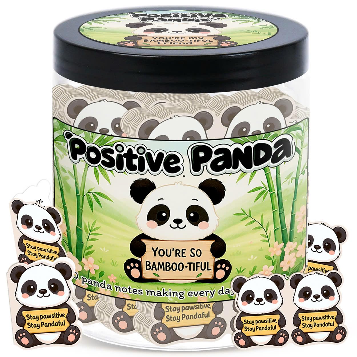 DEARMINE Positive Panda Jar with 60 affirmation cards for daily motivation