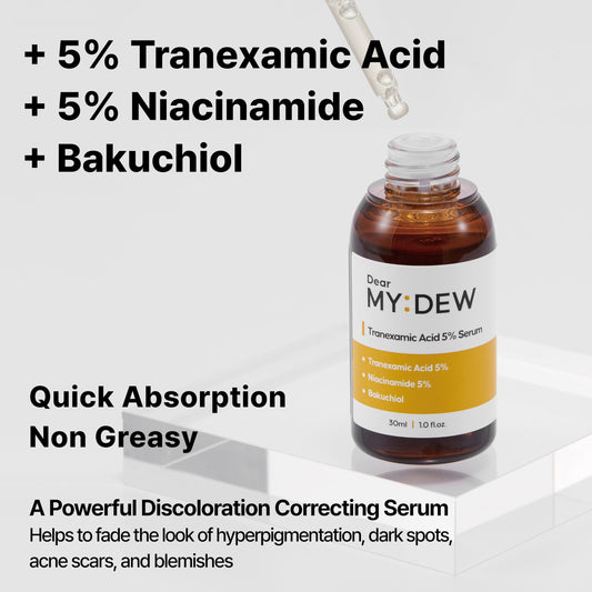 DearMYDEW serum dropper in action showing fast-absorbing texture