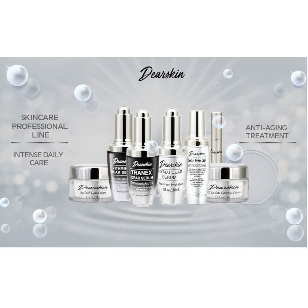 Dearskin ingredients chart highlighting Hyaluronic Acid and botanical actives