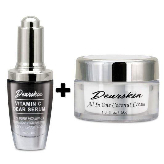 Dearskin Vitamin C Dear Serum bottle showing brightening and antioxidant support