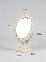 DECADENCE compact vanity mirror 12.6in by 6.1in fits small spaces.