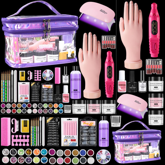 Deciniee beginner nail kit with glitter powder and tools for home practice