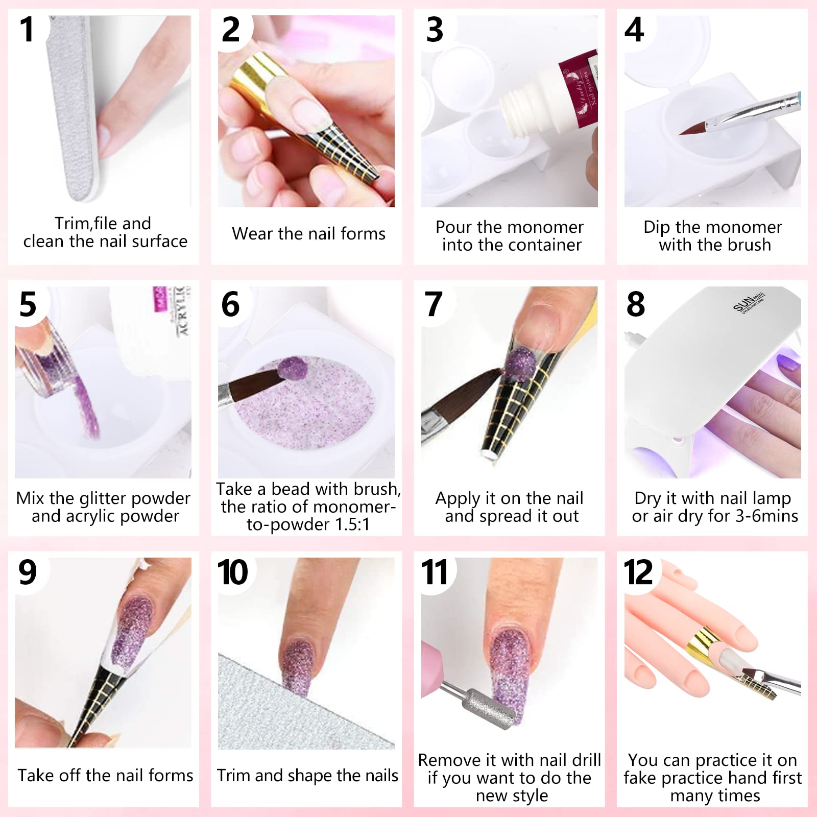 Deciniee nail files and buffer block are essential for shaping.