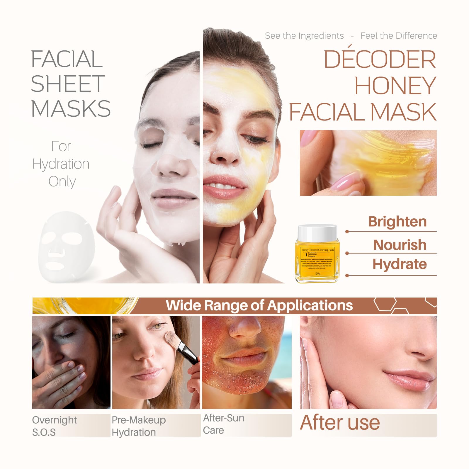 Applying Decoder Honey Cleansing Jelly mask for even tone and glow