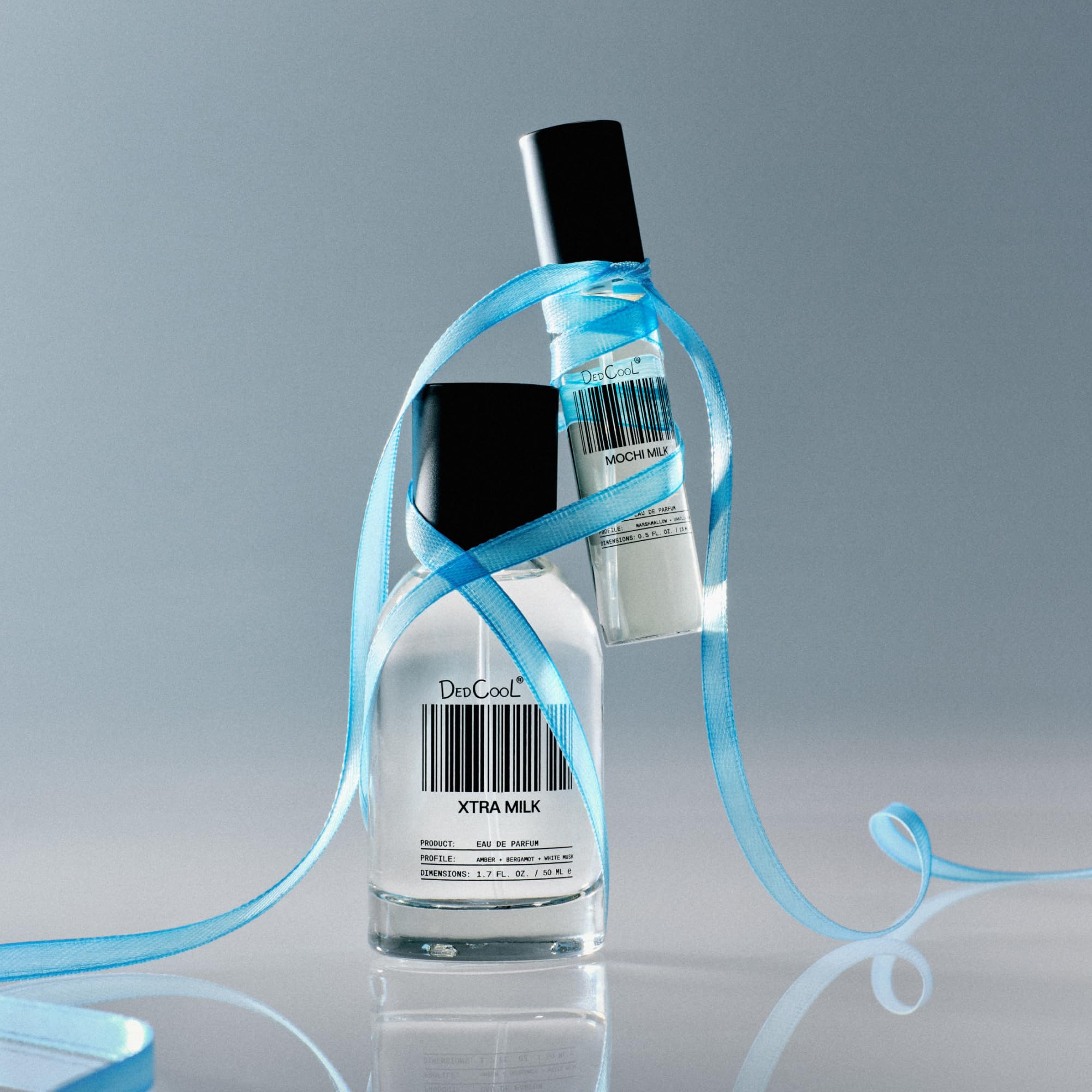 DedCool Xtra Milk bottle closeup highlights bergamot and amber notes