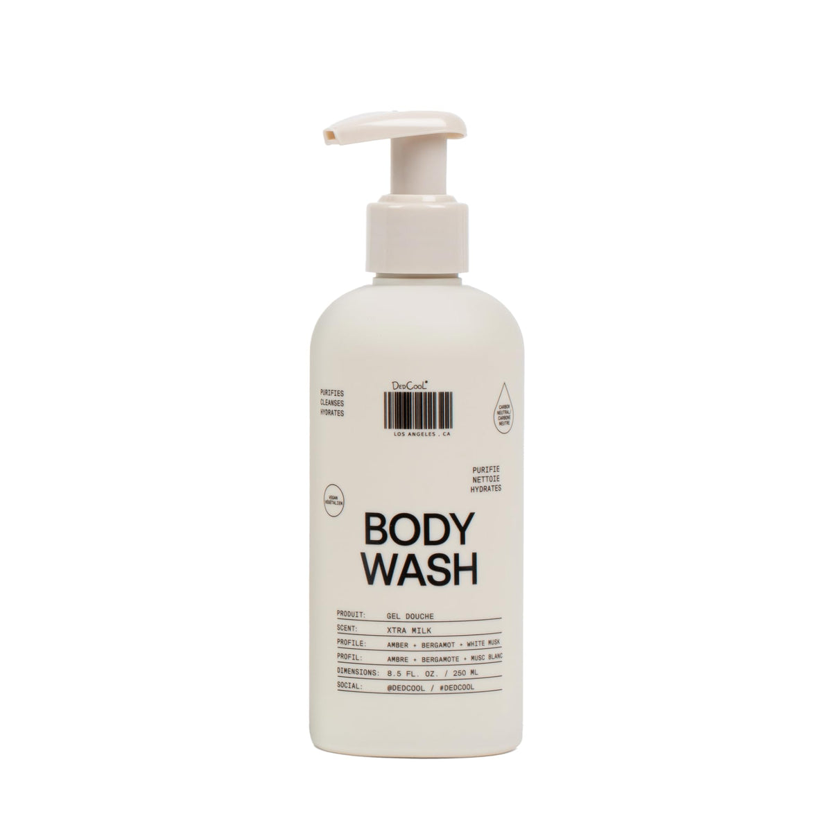 DedCool Xtra Milk bottle front view; vegan cleanser for daily hydration.