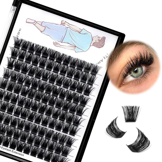 Dedila large tray grafted wide-stem lashes with 120 clusters for dramatic volume.