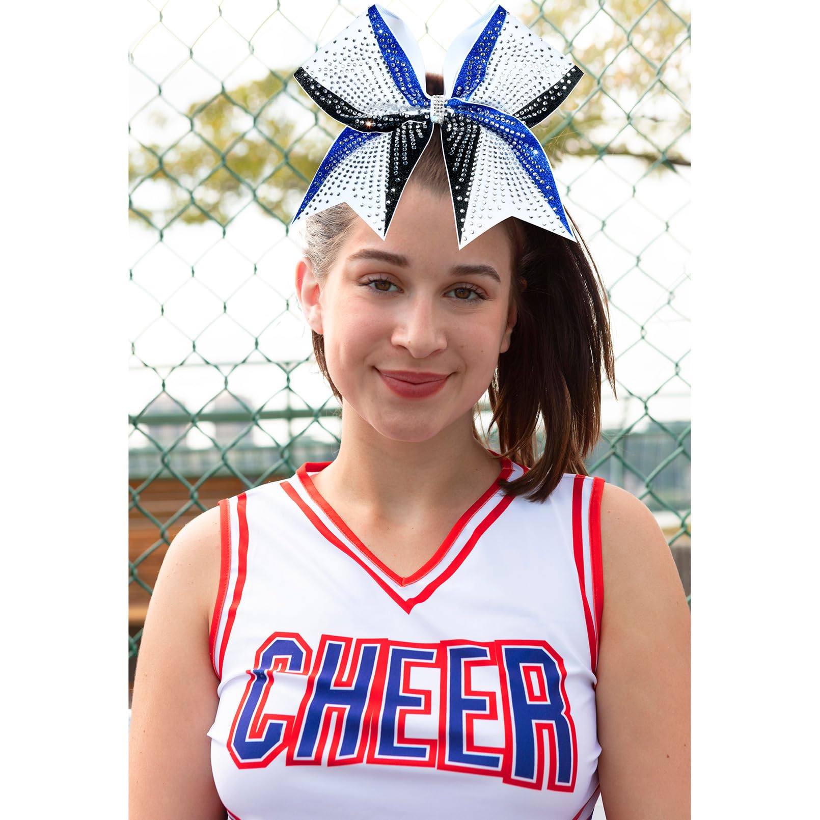 Competition-ready DEEKA bows with three-toned rhinestones for performances