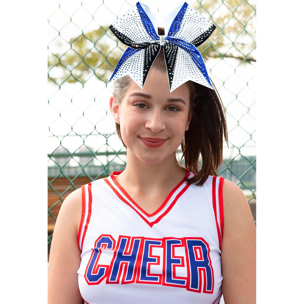 Competition-ready DEEKA bows with three-toned rhinestones for performances