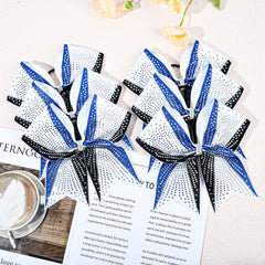 Model wearing DEEKA bows showcasing bold color and shine