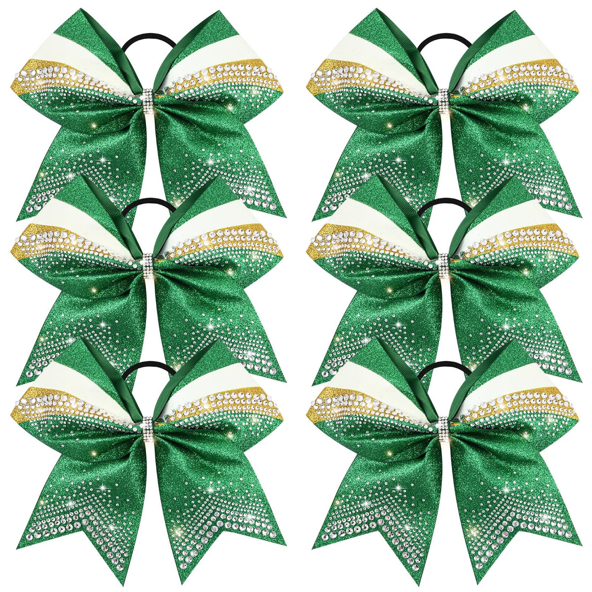 DEEKA 7-inch glitter cheer bow with rhinestones for bold game-day sparkle.