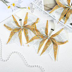 DEEKA elastic hair band cheer bow stays in place during jumps.