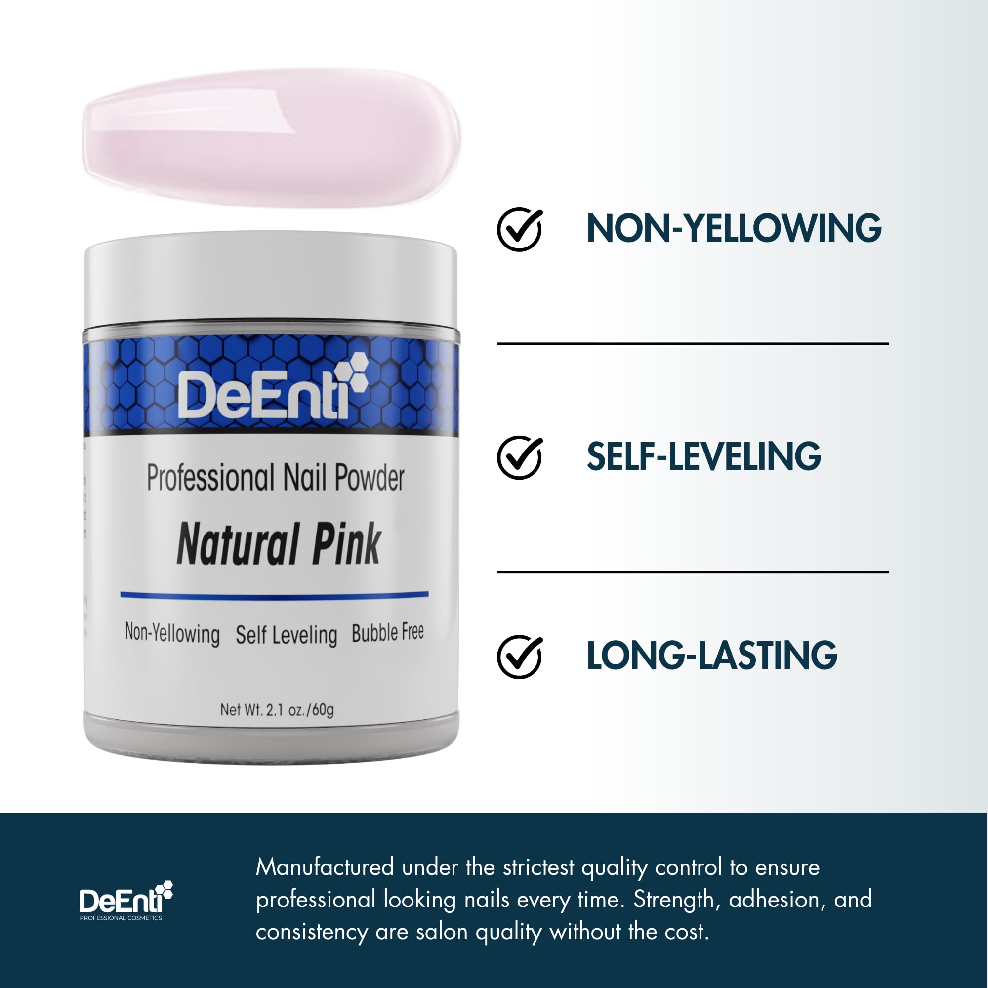DeEnti acrylic powder 2oz natural pink application dip for even coverage
